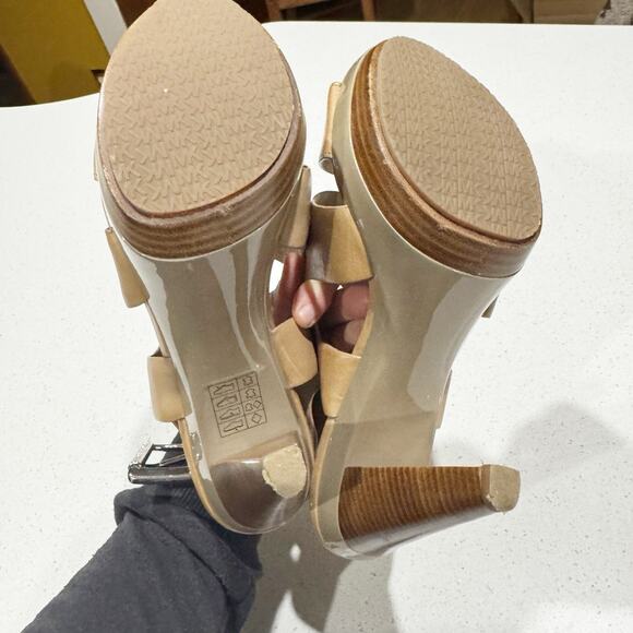 Michael Kors Tan Carla Ultra-High Peep Toe Platform Heels | Size 9M - Picture 8 of 10